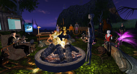 The Hypergrid Safari group having a campfire chat on Pathlandia.